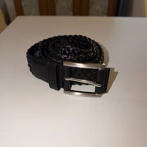 Woven Leather Belt - Black